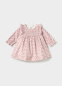 Mayoral newborn girl printed velvet dress in Cipria, sizes 2-18M – product view 1