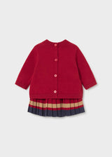 Mayoral newborn girl skirt and sweater set in Red, sizes 4-18M – product view 2