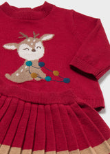 Mayoral newborn girl skirt and sweater set in Red, sizes 4-18M – product view 3