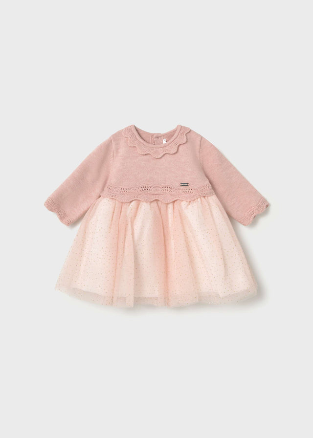 Mayoral newborn girl tulle dress in Baby Pink, sizes 2-18M – product view 1