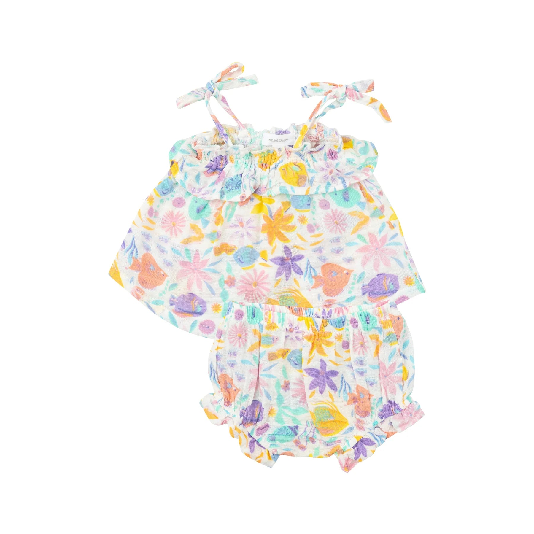 Ruffle Top Bloomer Tropical Fish Floral Angel Dear online Jenni Kidz 6 12M