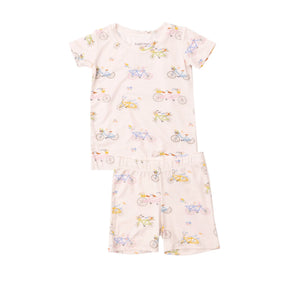 Short Loungewear Set - Bikes Pink | Angel Dear - Jenni Kidz