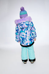 Two Piece Snowsuit In Aqua With Marbled Print-2