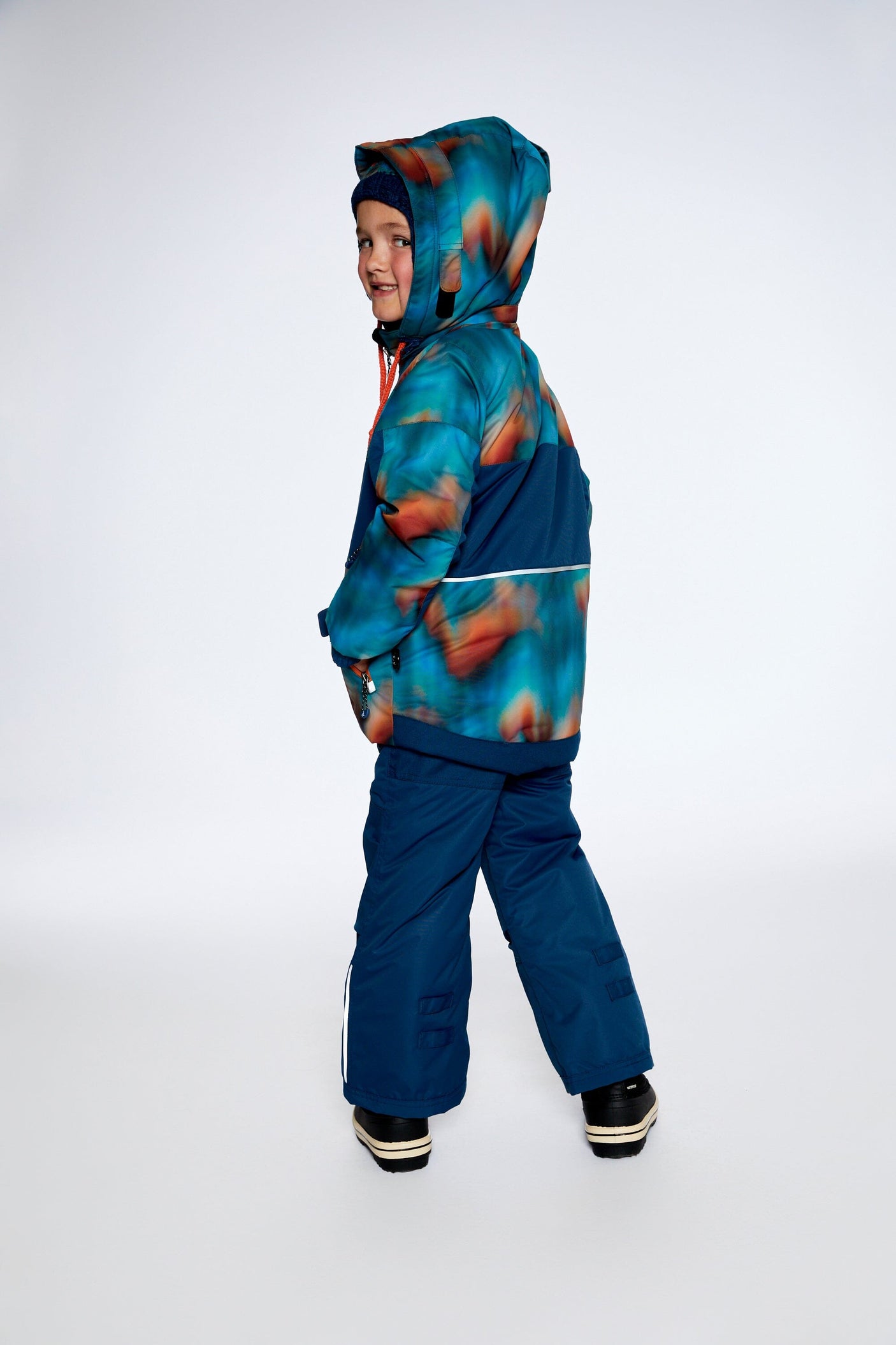 Two Piece Snowsuit In Deep Teal With Water Colour Gradient-1