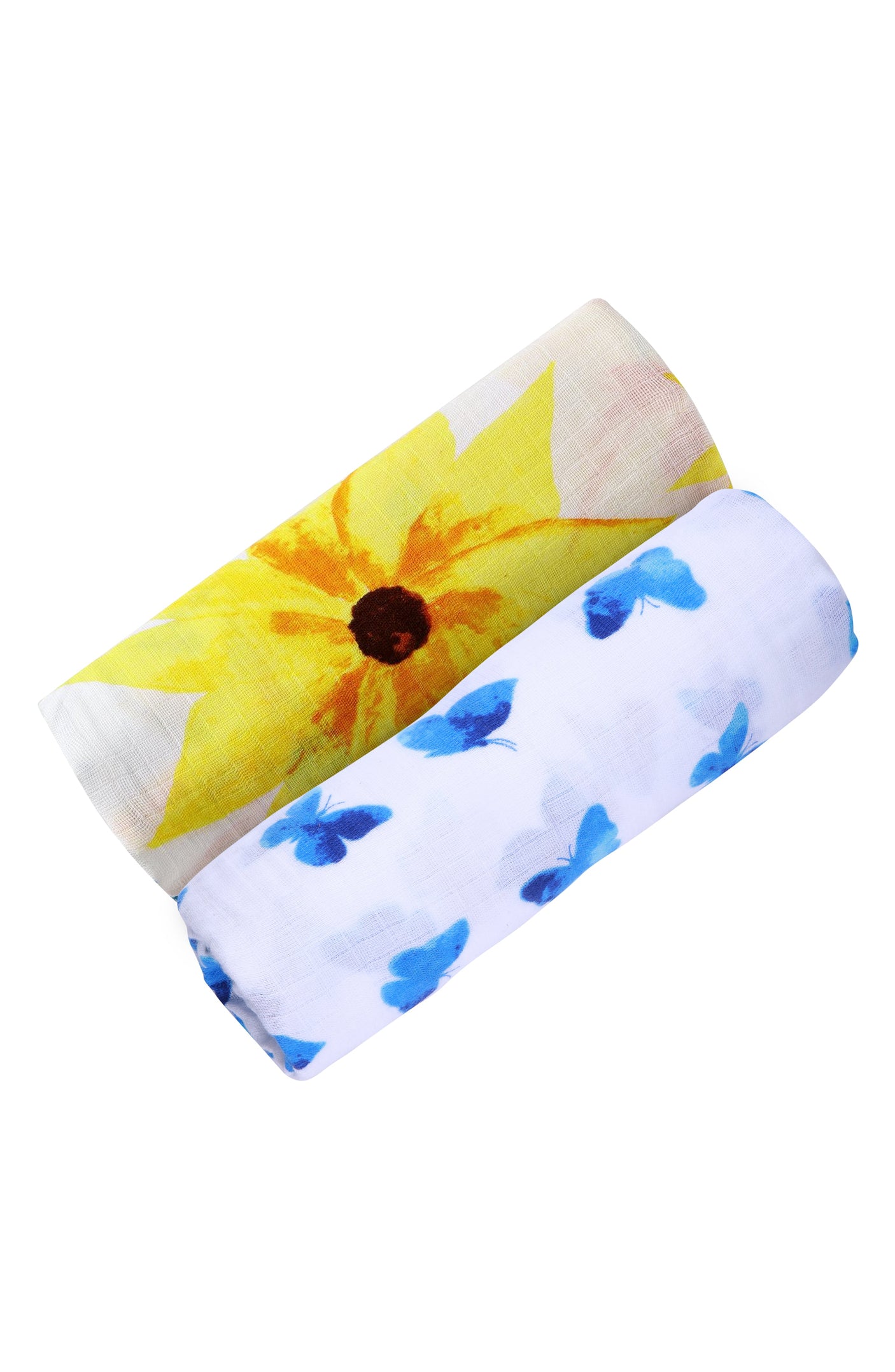 ORGANIC SWADDLE SET - GLOWING GARDEN (Sunflower + Blue Butterfly)-3