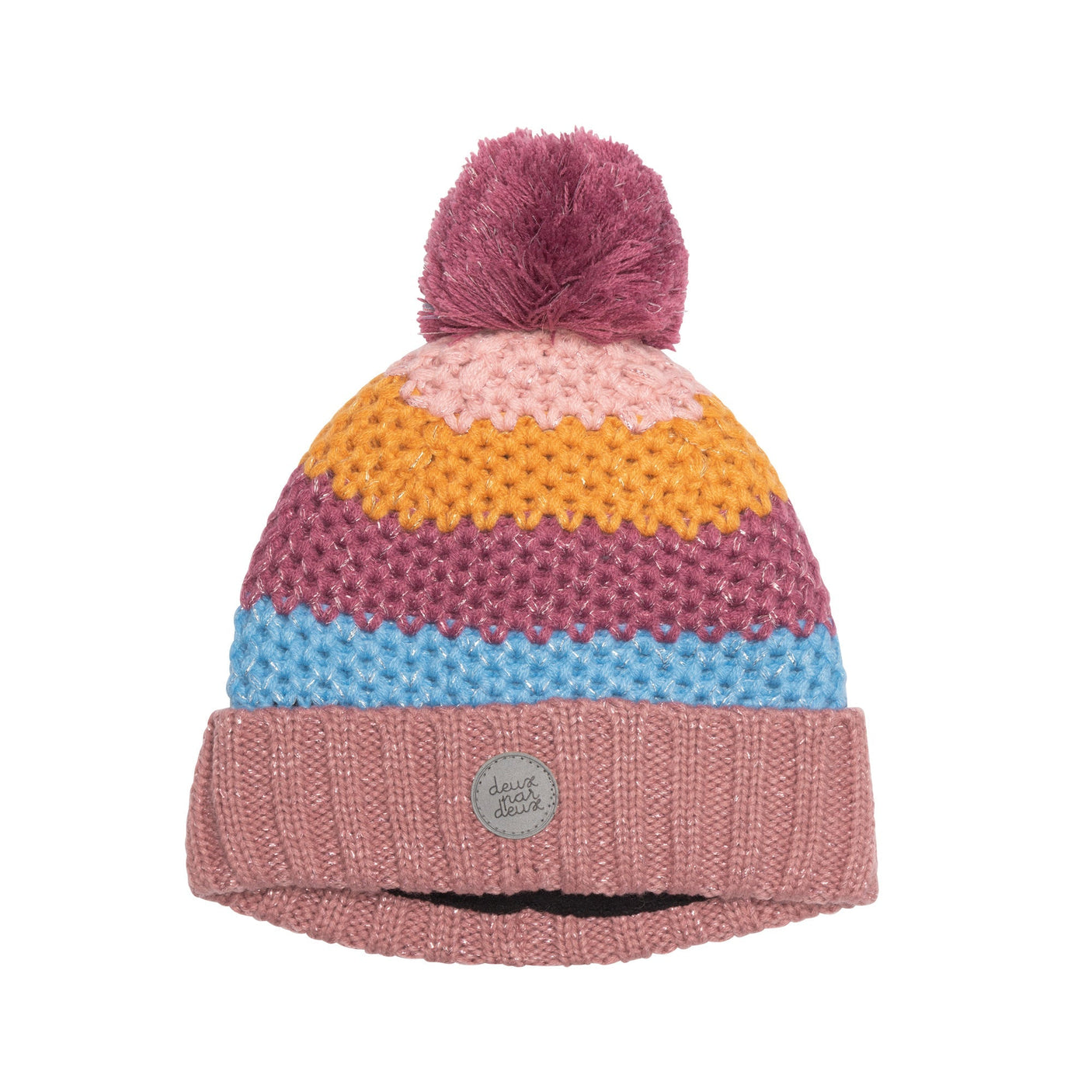 Striped Knit Hat Dusty Pink And Blue-0