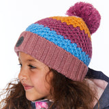 Striped Knit Hat Dusty Pink And Blue-2