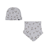 Organic Cotton Hat And Bib Set Printed Small Flowers-0