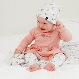 Organic Cotton Hat And Bib Set Printed Small Flowers-1