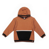 Hooded Fleece Top With Zipper Pocket Brown And Black-0