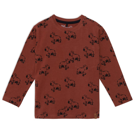 Long Sleeve Jersey Printed Top With Dogs-0