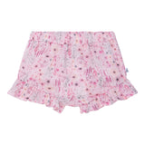 Printed Short With Frill Pink Watercolor Flowers-0