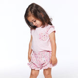 Printed Short With Frill Pink Watercolor Flowers-2