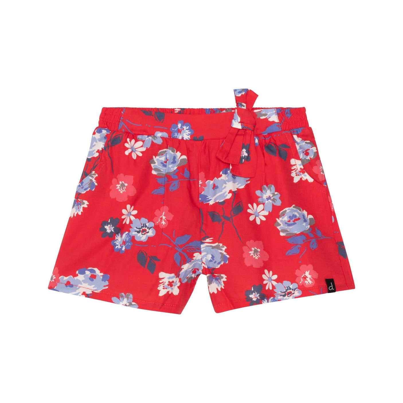 Printed Short With Bow Red Flowers-0