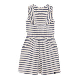 Organic Cotton Striped Sleeveless Smocked Dress Oatmeal Mix & Navy Blue-0