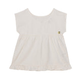 Short Sleeve Blouse With Frill Off White-0