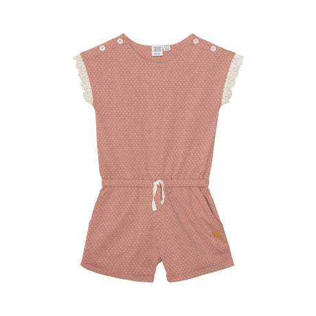 Printed Jumpsuit With Lace Dusty Pink Polka Dots-0