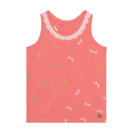 Organic Cotton Graphic Tank With Lace Coral-0