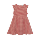 Plaid Dress With Ruffle Sleeves Cinnamon Pink-0