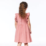 Plaid Dress With Ruffle Sleeves Cinnamon Pink-3