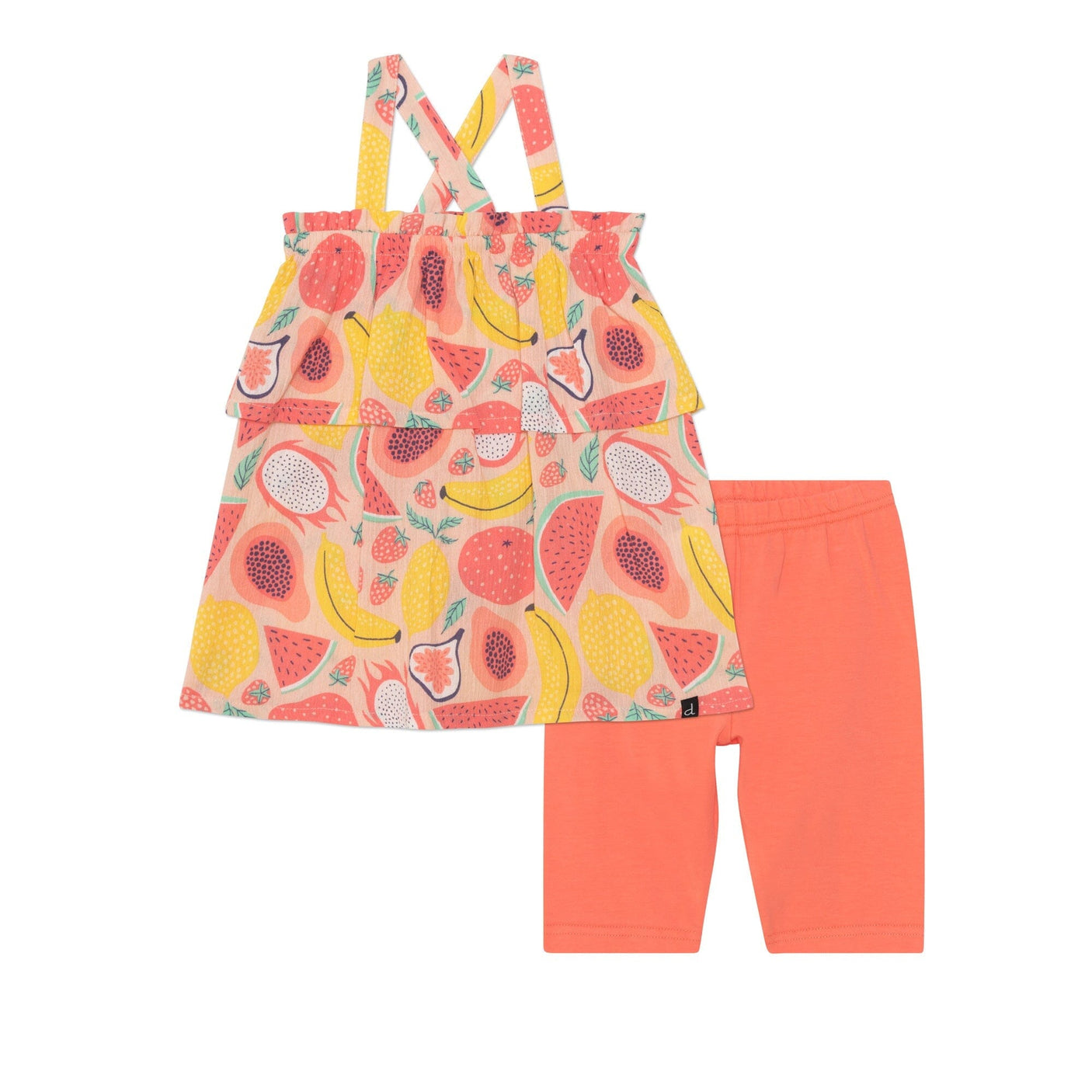 Printed Sleeveless Tunic & Biker Short Set Coral Fruits-0