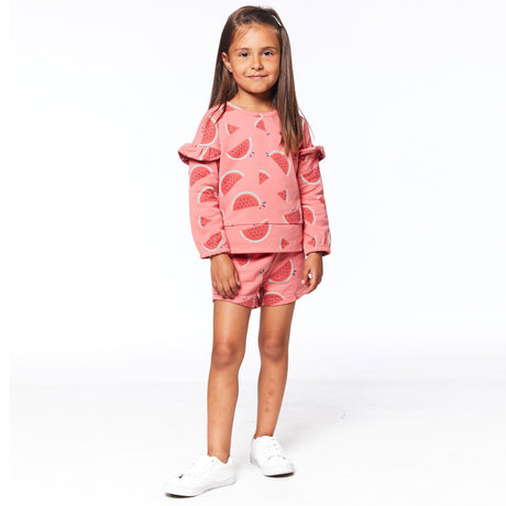 Printed French Terry Short Coral Watermelon-1