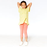 Organic Cotton Short Sleeve Glitter Graphic Tunic With Frill Yellow-2