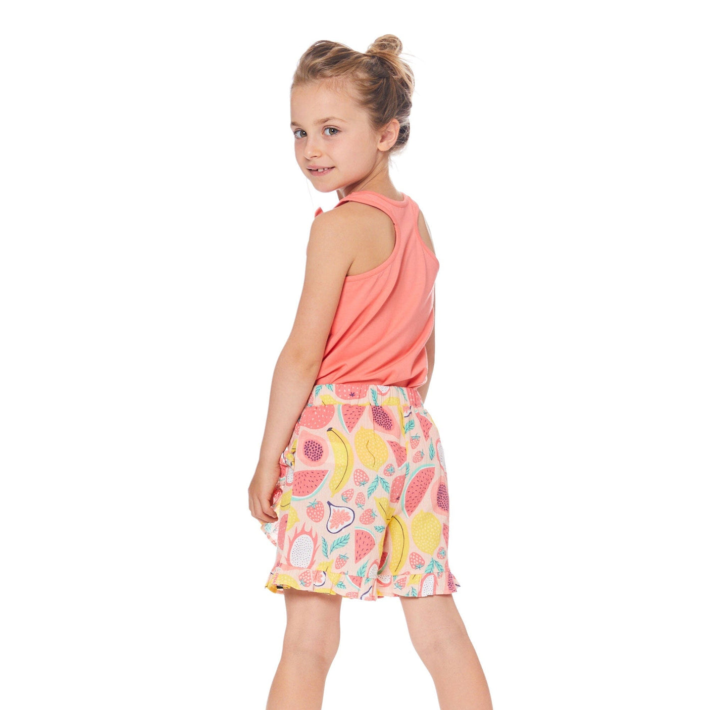 Printed Skort With Frill Coral Fruits-2