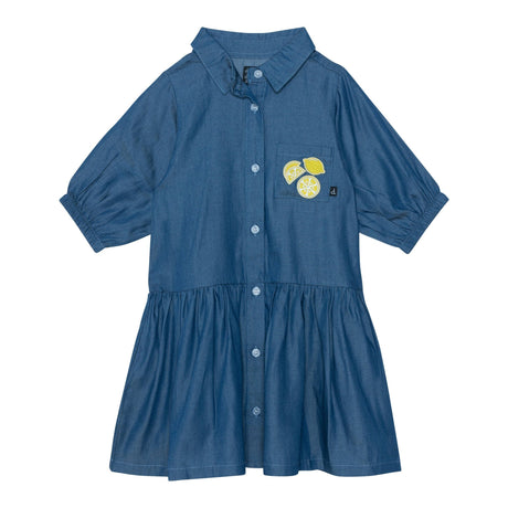 3/4 Sleeve Dress With Pocket Blue Chambray-0