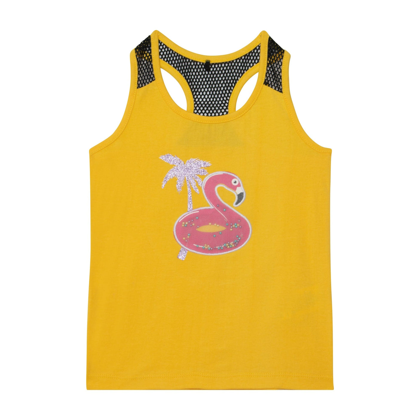 T-Back Tank Top With Mesh Yellow-0