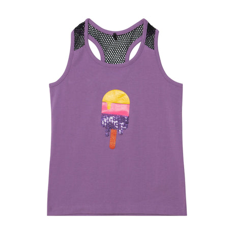 T-Back Tank Top With Mesh Purple-0
