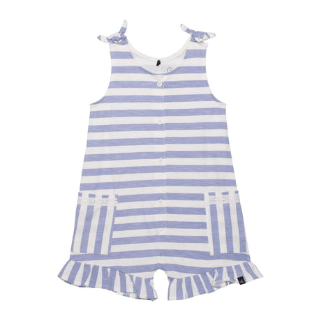 Striped Jumpsuit With Frill Blue & White-0