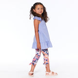 Organic Cotton Printed Legging With Knotted Hem Pink & Blue Butterfly-1