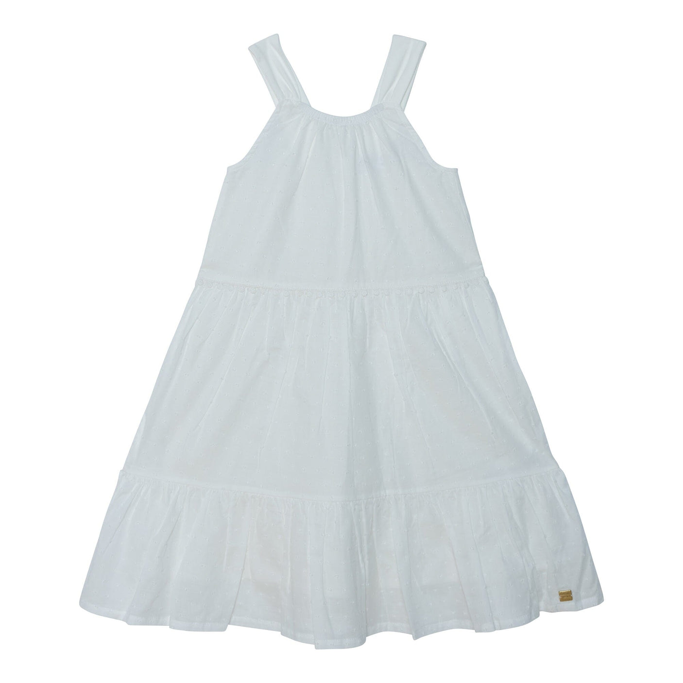Sleeveless Swiss Dot Cotton Midi Dress White-0