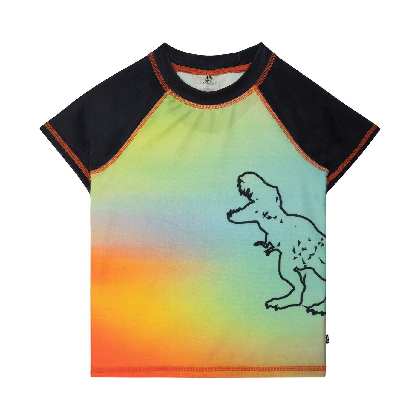 Short Sleeve Rashguard Multicolor Dinosaur Print-0