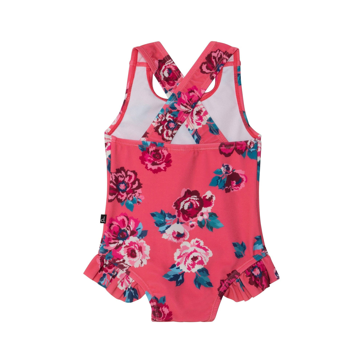 Printed One Piece Bathing Suit Pink Roses-3