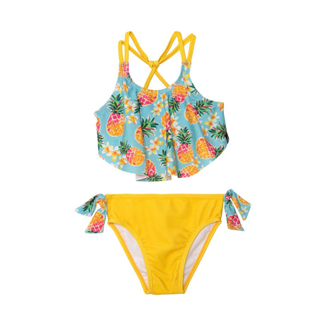 Printed Two Piece Swimsuit Blue Pineapple & Yellow-0