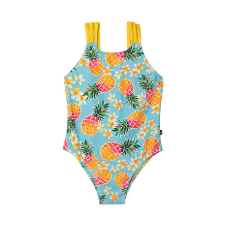 Printed One Piece Swimsuit Blue Pineapple-0