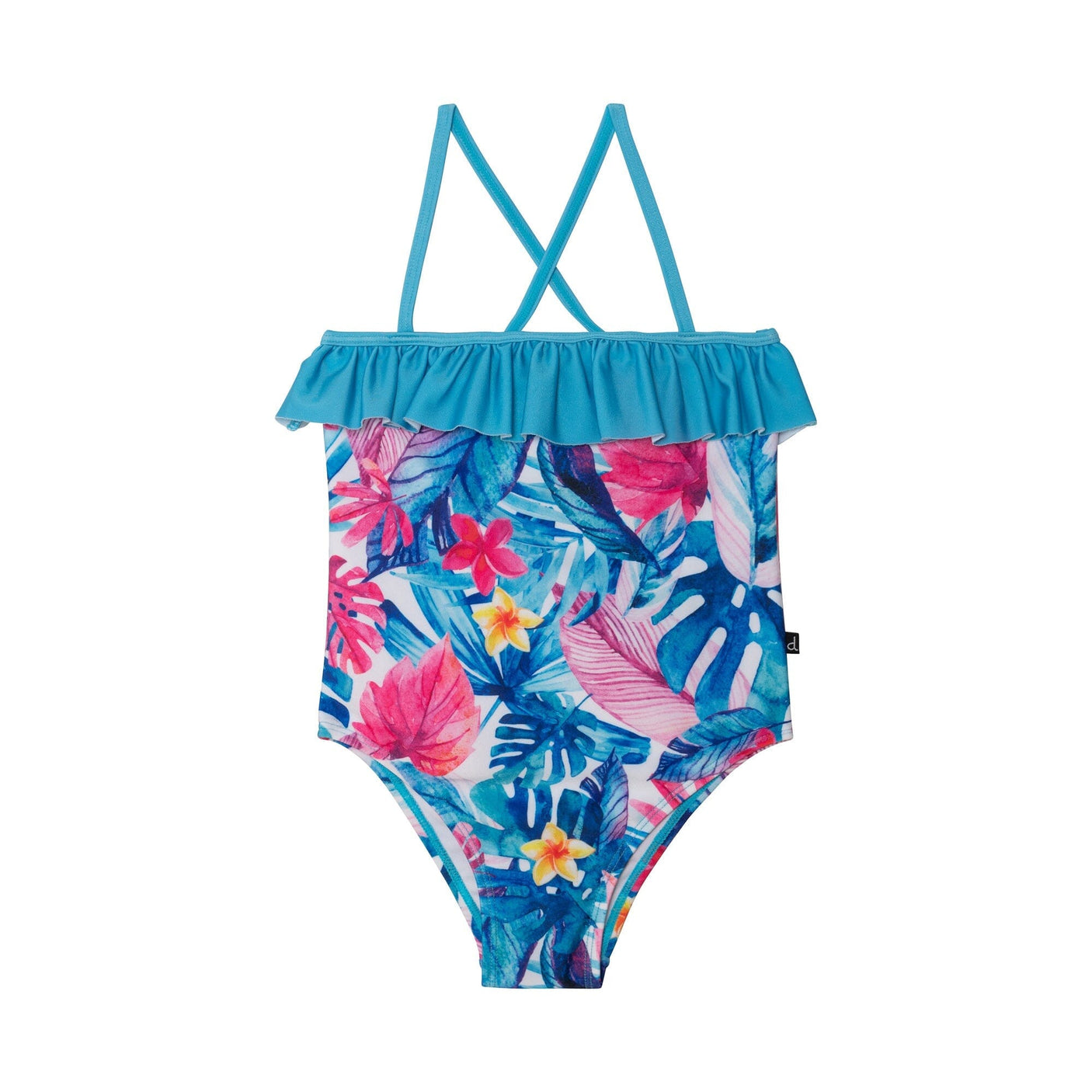 Printed One Piece Swimsuit Blue Tropical-0