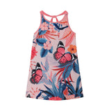 Printed Beach Dress Pink & Blue Butterflies-0