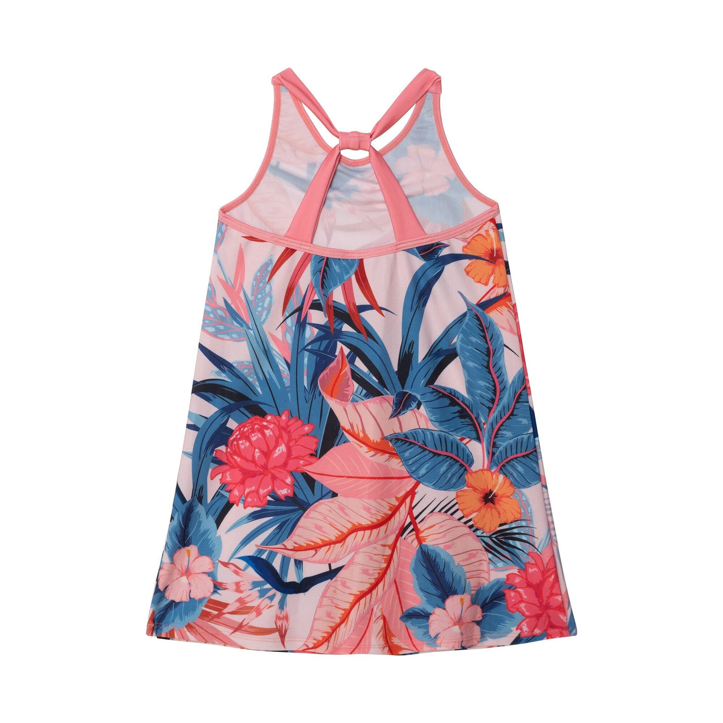 Printed Beach Dress Pink & Blue Butterflies-3