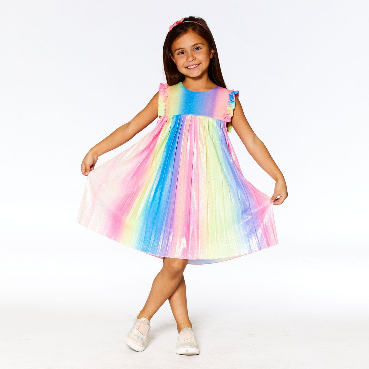 Rainbow Colored Pleated Dress-1