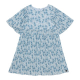 Printed Dress White & Little Blue Flowers-0