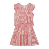Short Sleeve Layered Dress Silver Pink-0