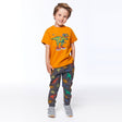 Printed French Terry Pant Charcoal Grey Multicolor Dinosaurs-2
