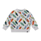 Printed French Terry Top Light Grey Mix Surfboards-0
