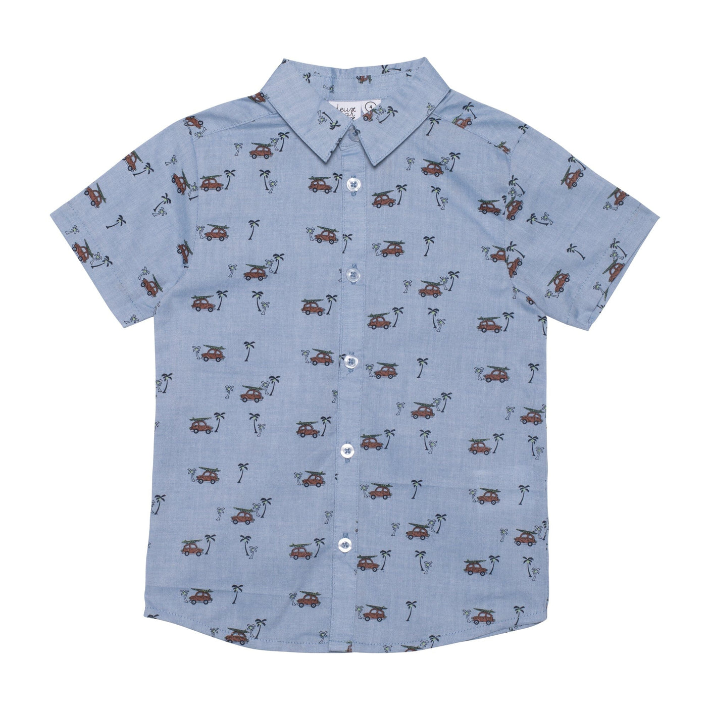 Printed Cotton Shirt Blue Trucks-0