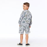 Printed French Terry Short Light Heather Grey Dinosaurs-3
