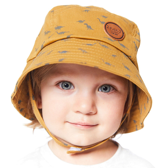 Printed Twill Hat Golden Brown Dinosaurs-1