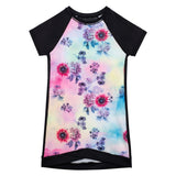 Athletic Dress Multicolor With Printed Flowers & Black-0